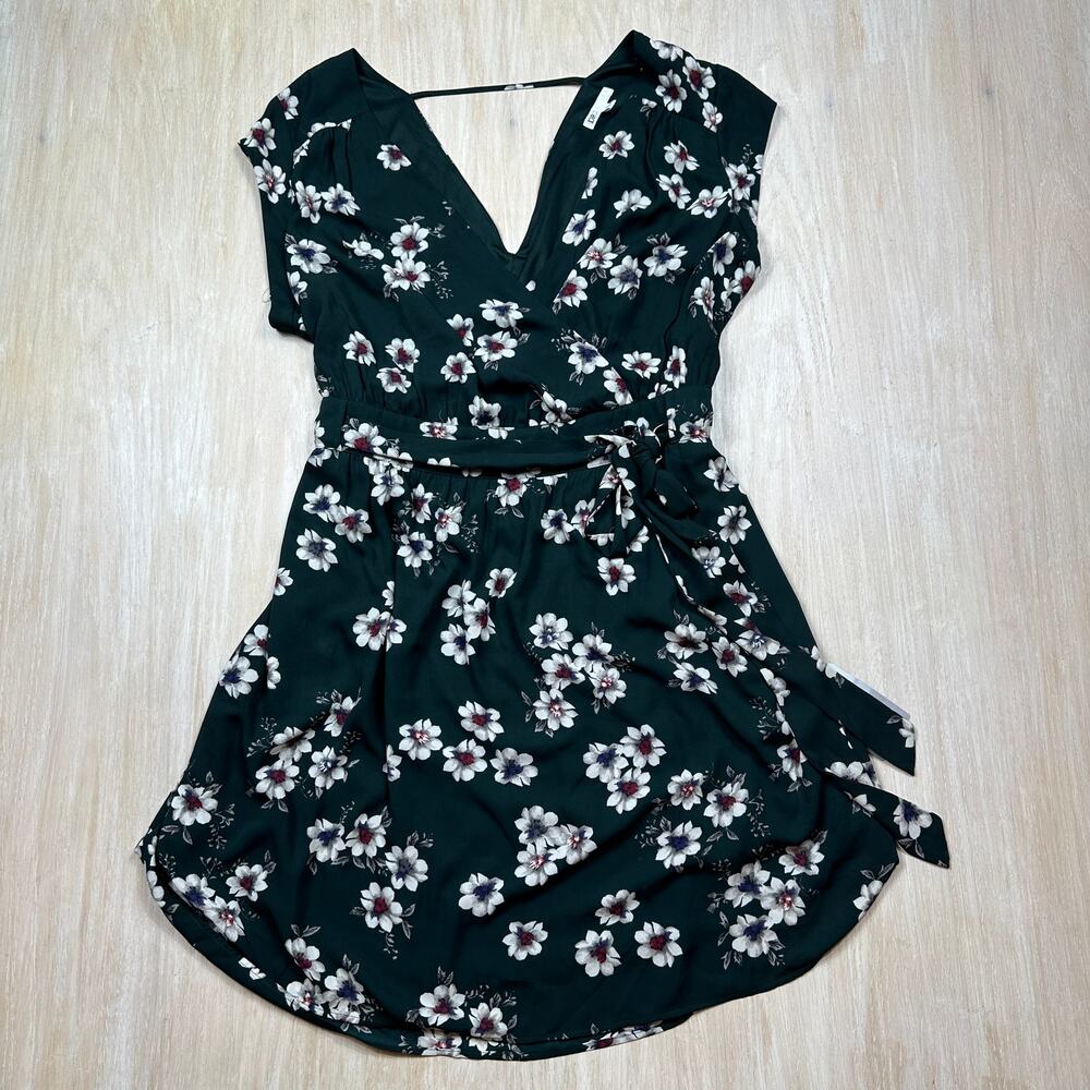 NWT DR2 Daniel Rainn Floral Wrap Dress 2X Green High Low Tie Waist Nordstrom